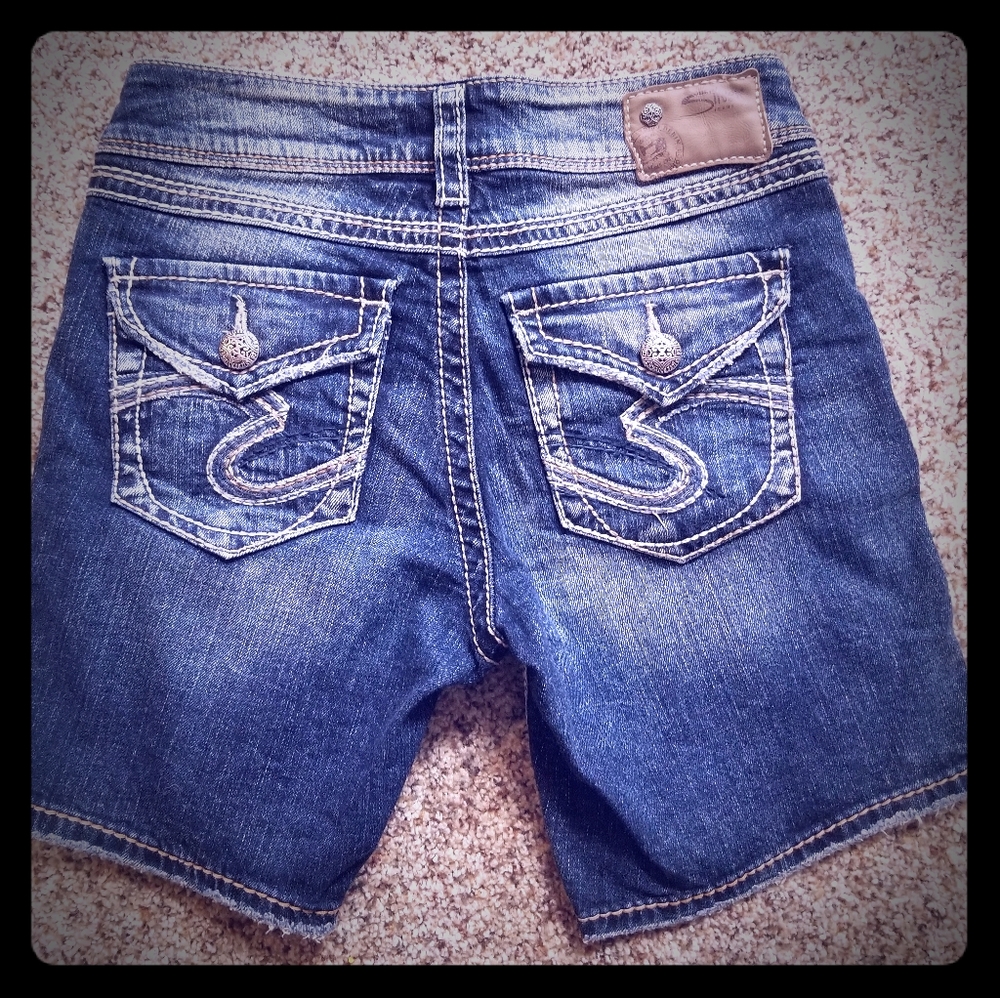 Womens Silver Suki Bermuda Jean Shorts
